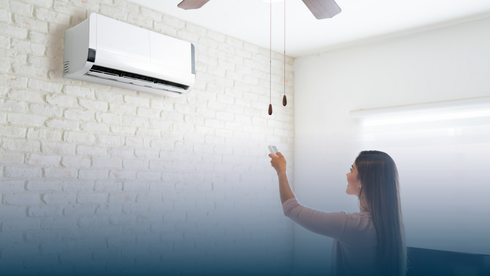 Woman with Mini-Split Heat Pump 1Click