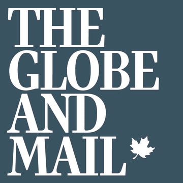 Logo of 'The Globe and Mail' with a white text on a dark blue background